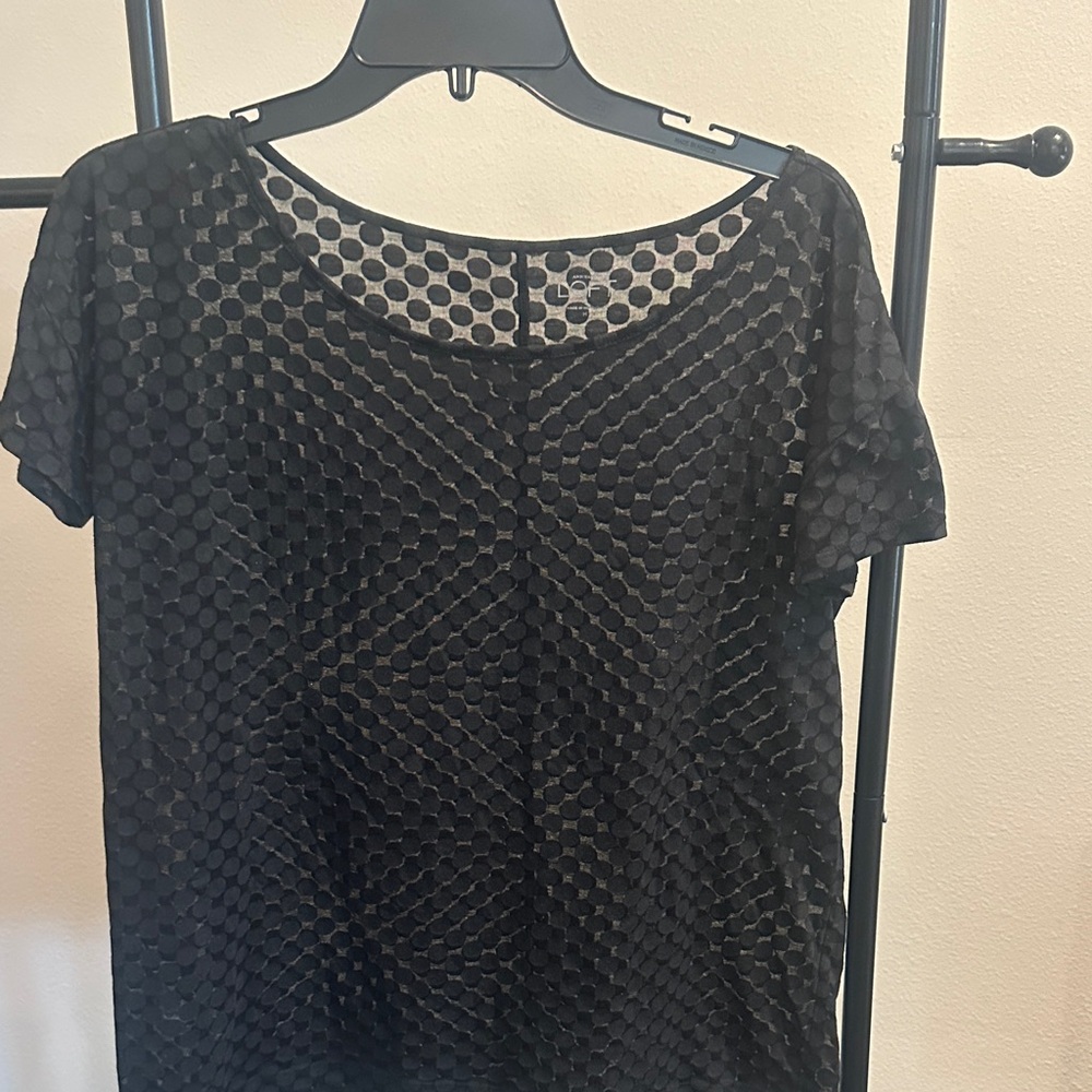 Black Mesh Ann Taylor Loft Women Top